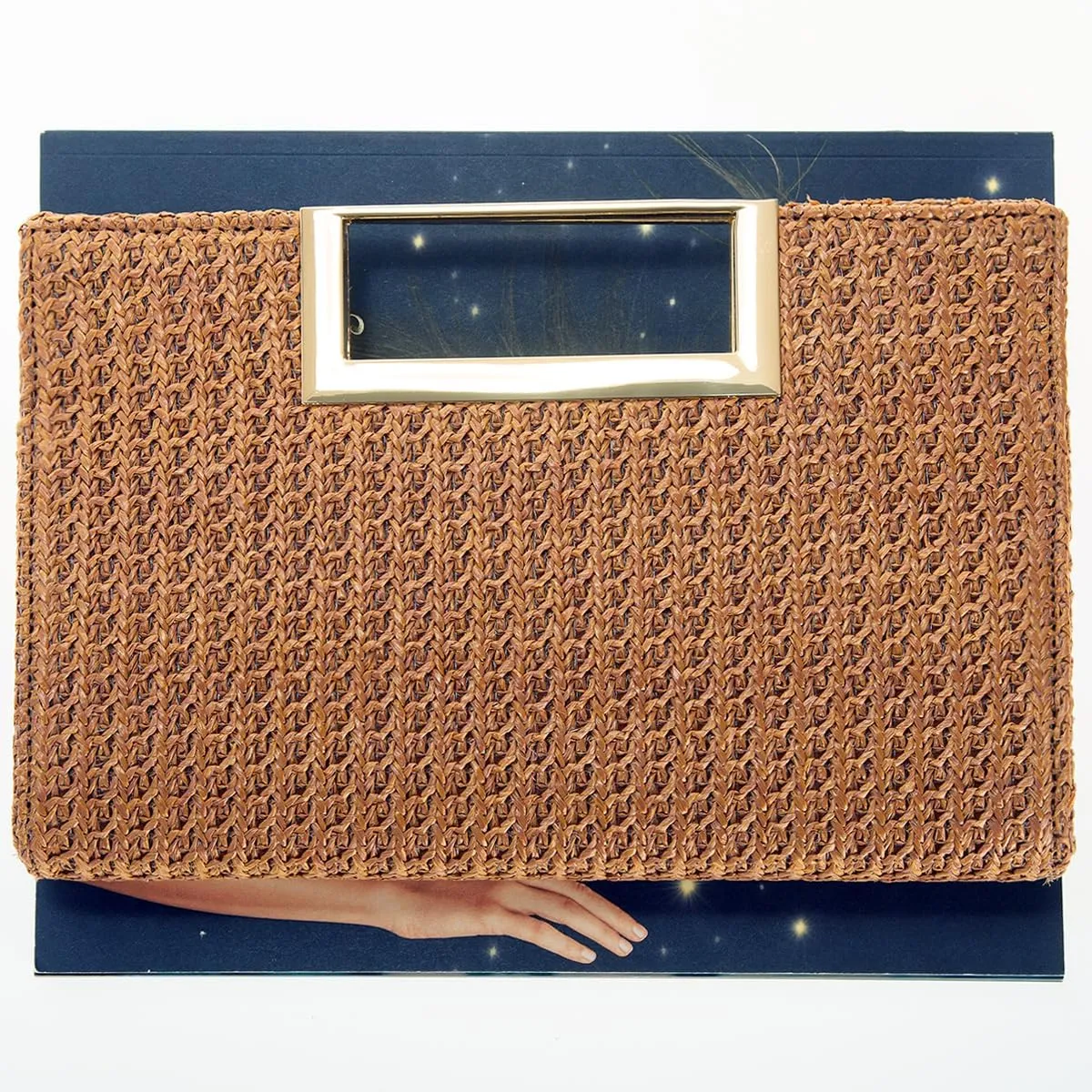 Top Handle Straw Clutch