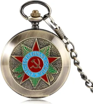 Top Luxury Mechanical Soviet Russia Emblem Communist Party Badge Pocket Watch USSR Soviet Badges Sickle Hammer Design Clock