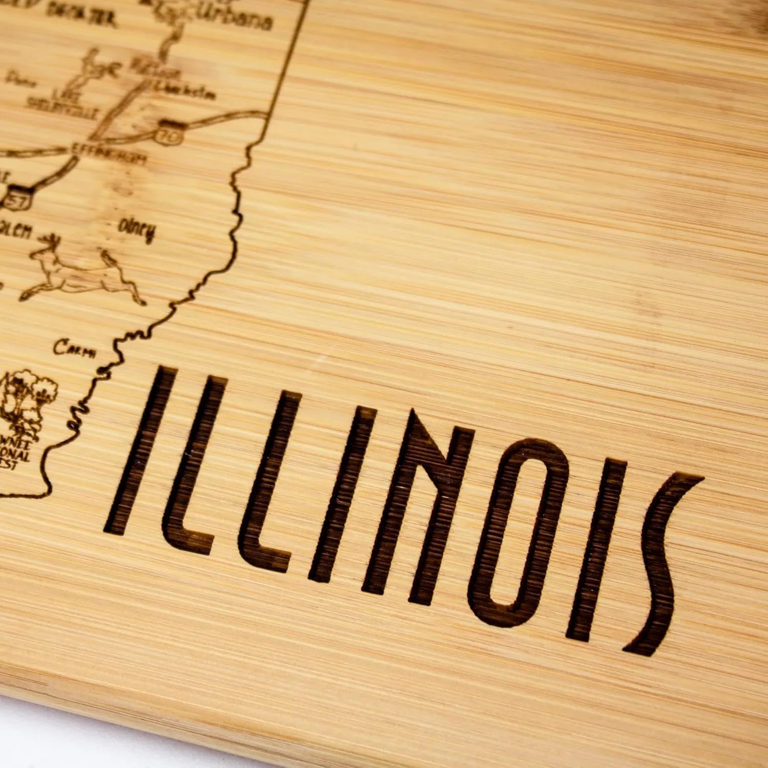 Totally Bamboo A Slice of Life Illinois State Serving and Cutting Board, 11" x 8.75"
