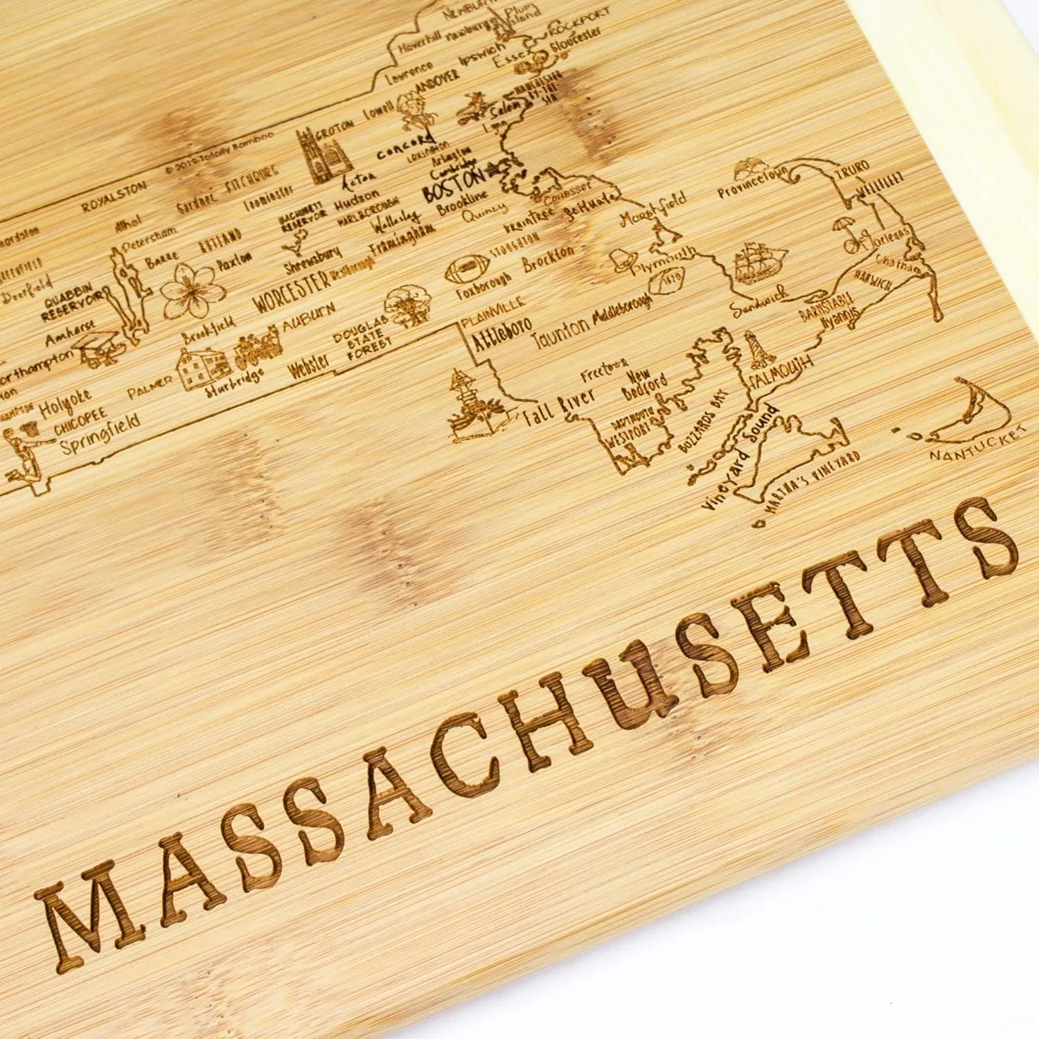 Totally Bamboo A Slice of Life Massachusetts State Serving and Cutting Board, 11" x 8.75"