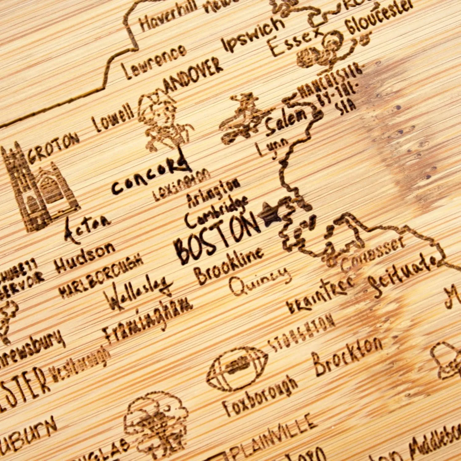 Totally Bamboo A Slice of Life Massachusetts State Serving and Cutting Board, 11" x 8.75"
