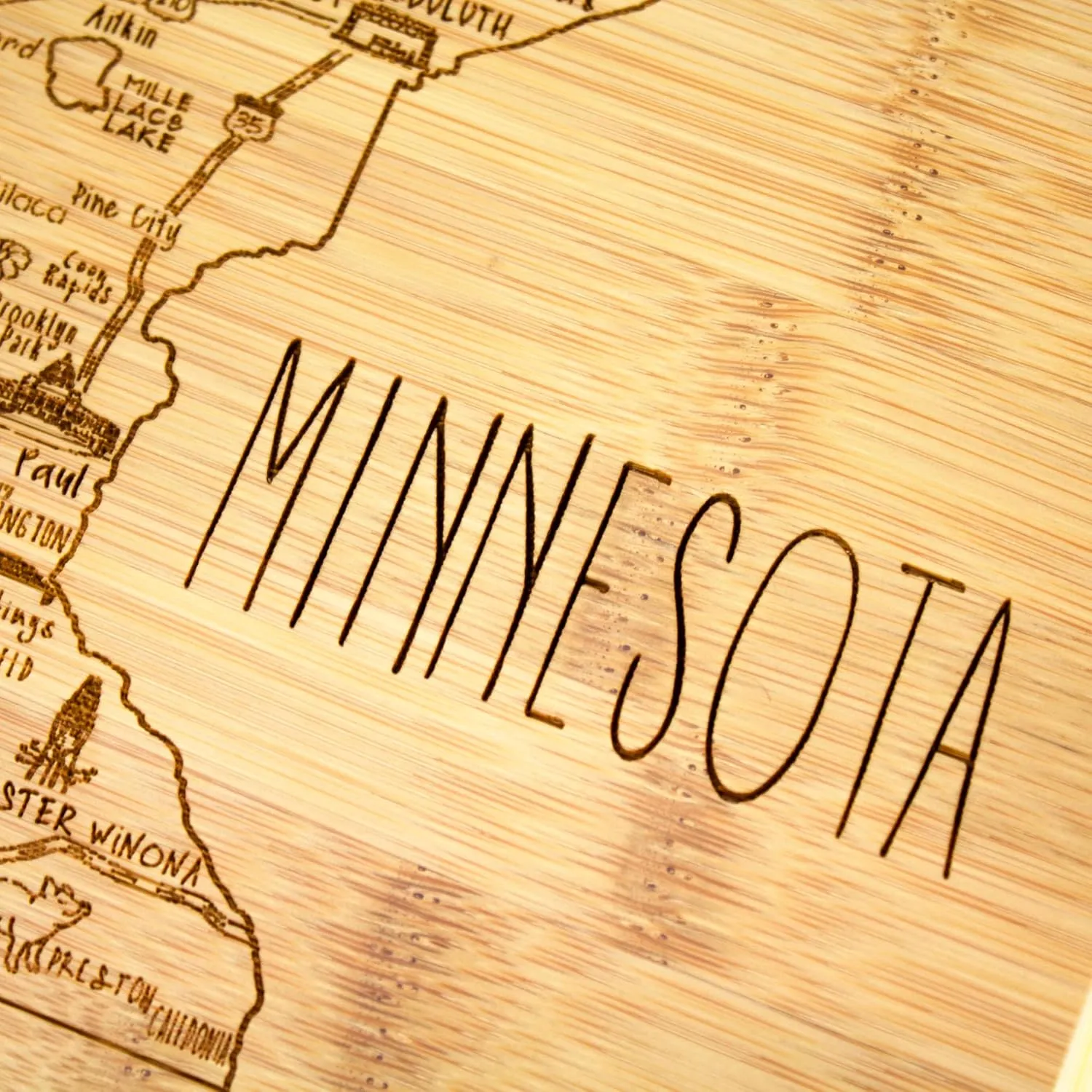 Totally Bamboo A Slice of Life Minnesota State Serving and Cutting Board, 11" x 8.75"