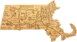 Totally Bamboo Destination Massachusetts State Shaped Serving and Cutting Board, Includes Hang Tie for Wall Display