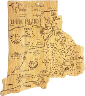 Totally Bamboo Destination Rhode Island State Shaped Serving and Cutting Board, Includes Hang Tie for Wall Display