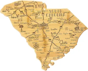 Totally Bamboo Destination South Carolina State Shaped Serving and Cutting Board, Includes Hang Tie for Wall Display