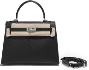 Tote Bag for Women, Genuine Leather Lychee Grain Handbag with 2 Adjustable Straps, Shoulder & Crossbody Purse (Small/Large)