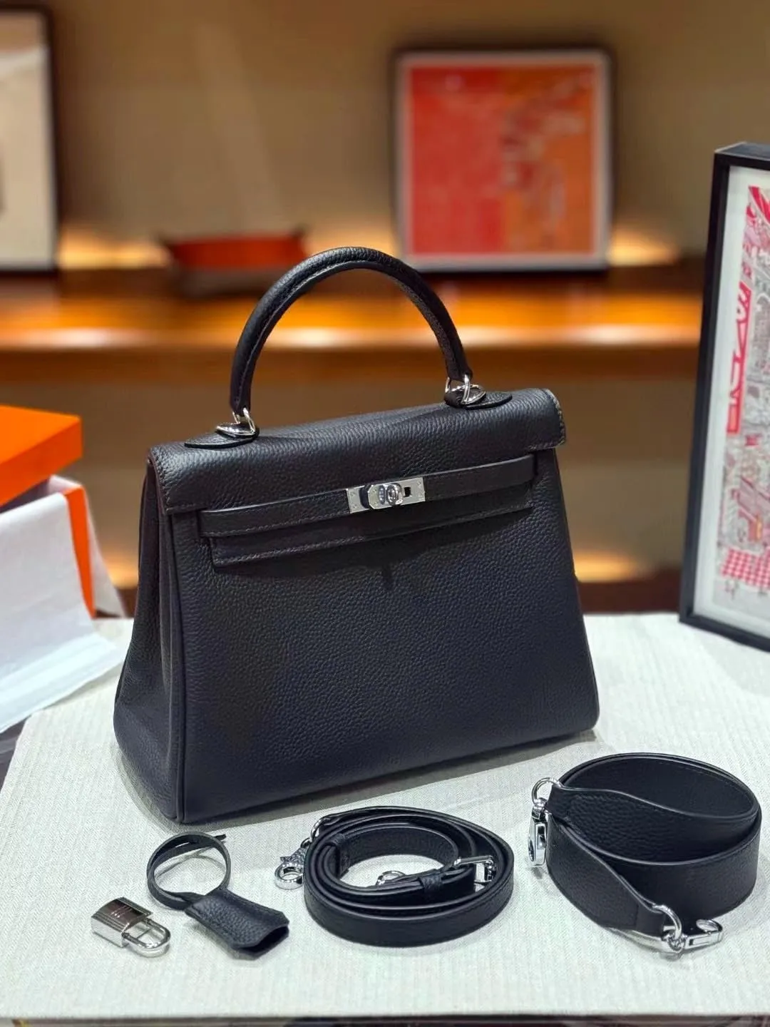 Tote Bag for Women, Genuine Leather Lychee Grain Handbag with 2 Adjustable Straps, Shoulder & Crossbody Purse (Small/Large)