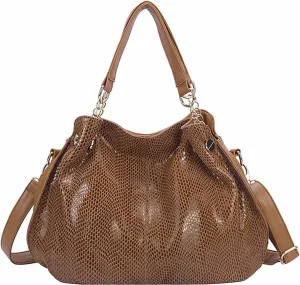 Tote Bag Satchel for Women PU Leather Top-Handle Shoulder Bags Snake Pattern Handbag Purse