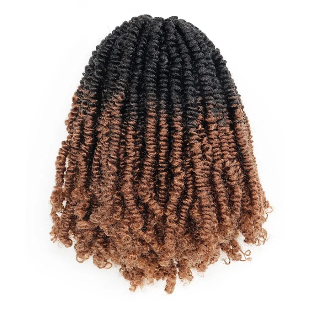 Toyotress Bob Spring Twist Hair - 8 Inch 7 Packs Ombre Brown Pre-twisted Crochet Hair Spring Twists Crochet Braids, Synthetic Braiding Hair Extensions (8 Inch, OT30-7P)