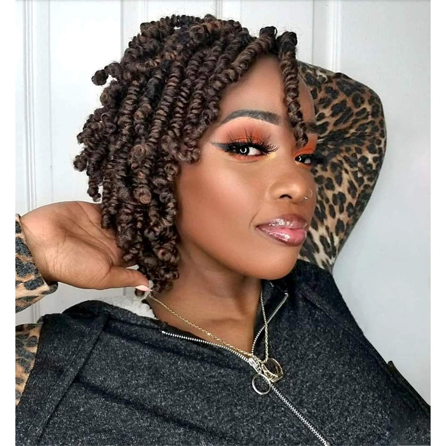 Toyotress Bob Spring Twist Hair - 8 Inch 7 Packs Ombre Brown Pre-twisted Crochet Hair Spring Twists Crochet Braids, Synthetic Braiding Hair Extensions (8 Inch, OT30-7P)