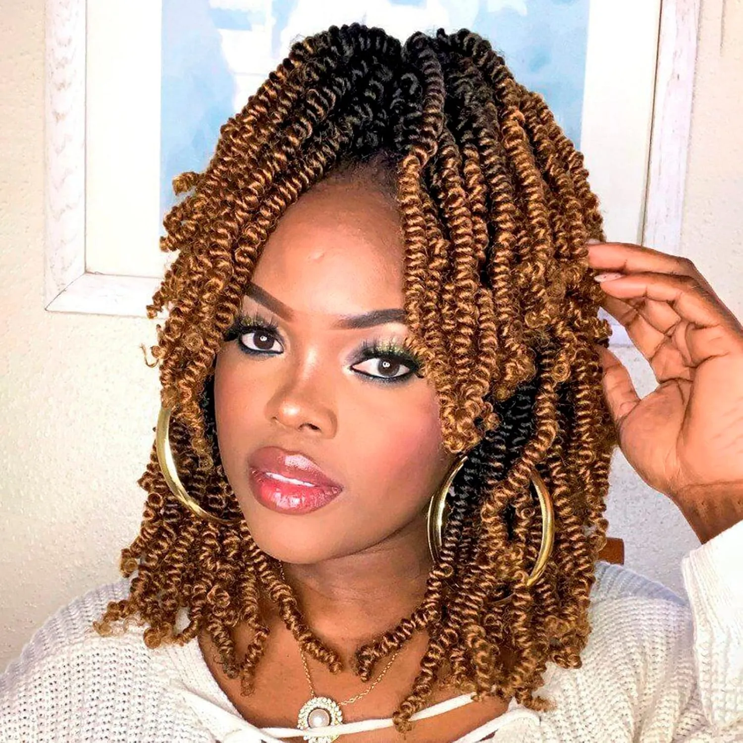 Toyotress Bob Spring Twist Hair - 8 Inch 7 Packs Ombre Brown Pre-twisted Crochet Hair Spring Twists Crochet Braids, Synthetic Braiding Hair Extensions (8 Inch, OT30-7P)