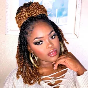 Toyotress Bob Spring Twist Hair - 8 Inch 7 Packs Ombre Brown Pre-twisted Crochet Hair Spring Twists Crochet Braids, Synthetic Braiding Hair Extensions (8 Inch, OT30-7P)