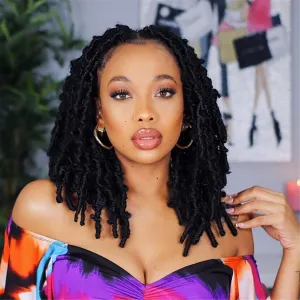TOYOTRESS Butterfly Locs Crochet Hair - 14 inch 8 Pcs Pre-twisted Distressed Crochet Braids Pre-looped Synthetic Braiding Hair Extensions (14 Inch,1B)