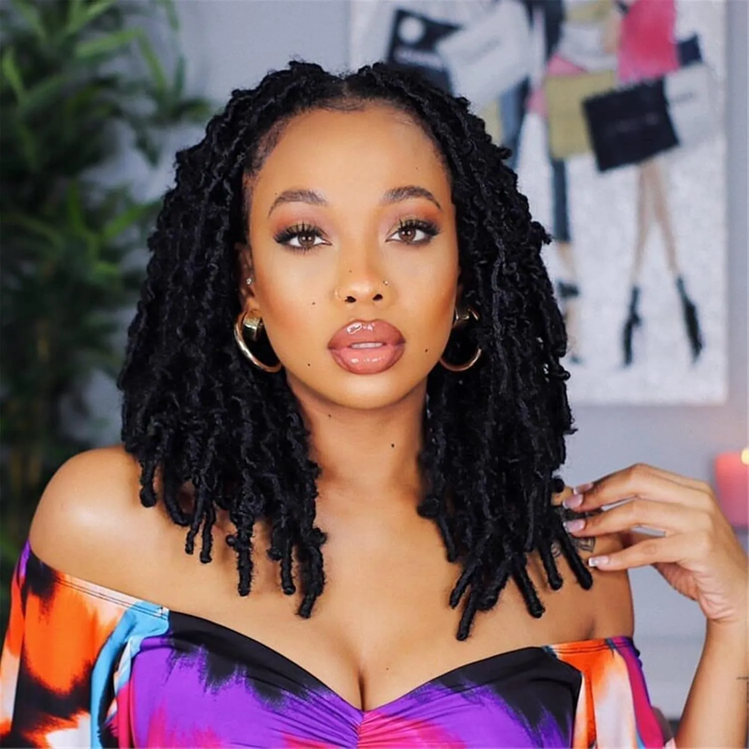 TOYOTRESS Butterfly Locs Crochet Hair - 14 inch 8 Pcs Pre-twisted Distressed Crochet Braids Pre-looped Synthetic Braiding Hair Extensions (14 Inch,1B)
