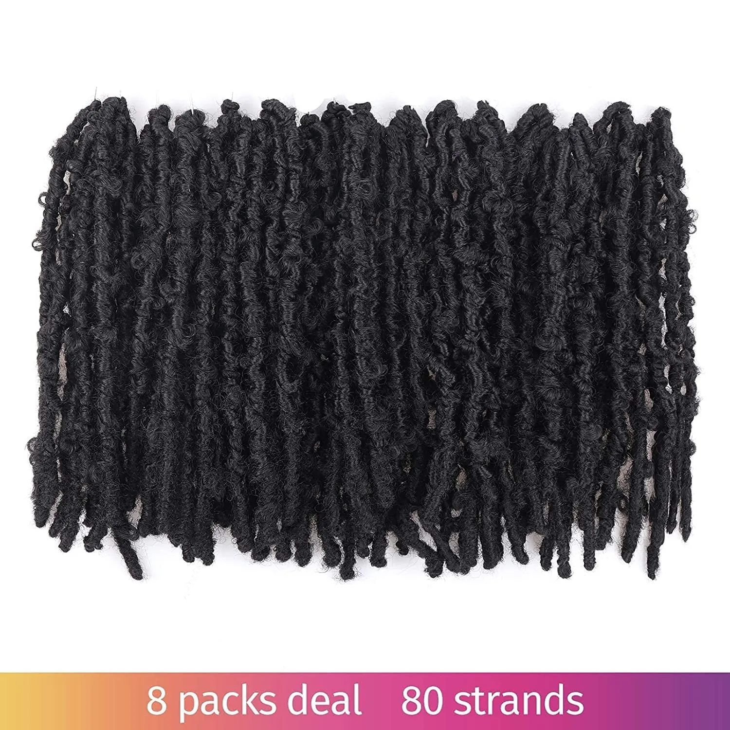 TOYOTRESS Butterfly Locs Crochet Hair - 14 inch 8 Pcs Pre-twisted Distressed Crochet Braids Pre-looped Synthetic Braiding Hair Extensions (14 Inch,1B)