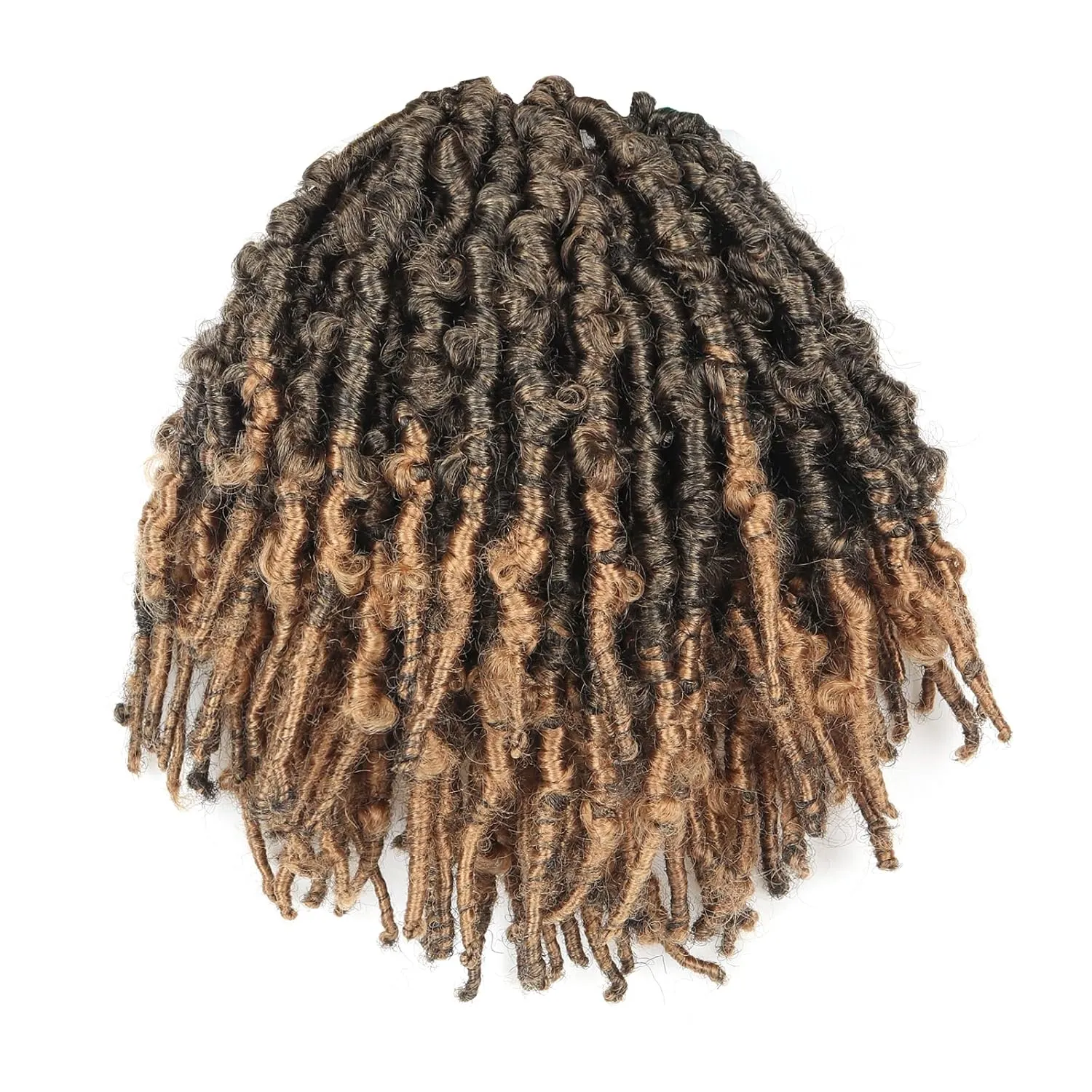 Toyotress Butterfly Locs Crochet Hair - 8 inch 7Pcs Ombre Blonde Pre-twisted Distressed Crochet Braids, Short Bob Faux Locs Pre-looped Synthetic Braiding Hair Extensions (8 Inch, T27-7P)