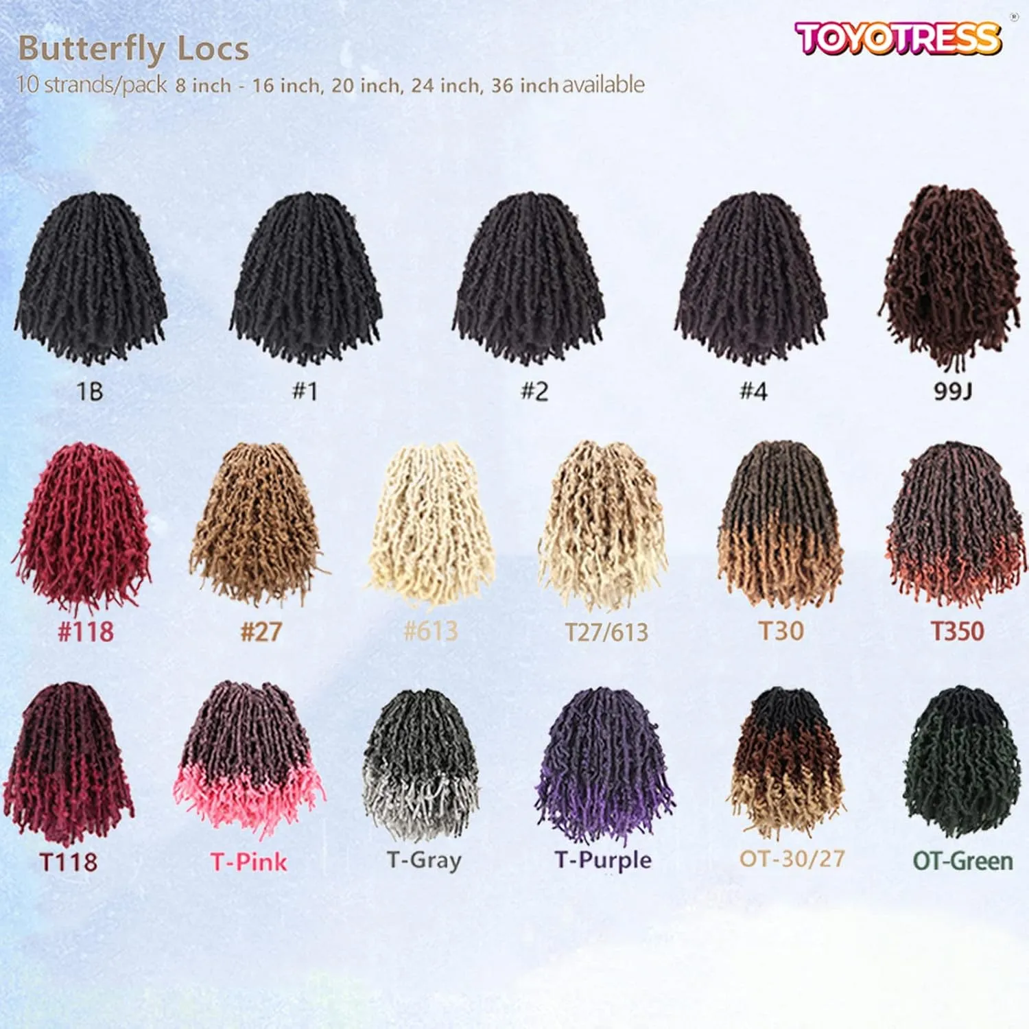 Toyotress Butterfly Locs Crochet Hair - 8 inch 7Pcs Ombre Blonde Pre-twisted Distressed Crochet Braids, Short Bob Faux Locs Pre-looped Synthetic Braiding Hair Extensions (8 Inch, T27-7P)