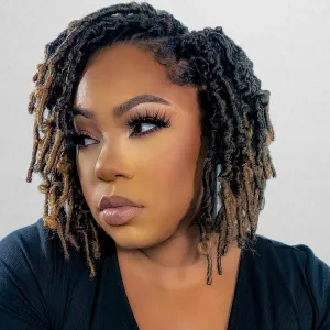 Toyotress Butterfly Locs Crochet Hair - 8 inch 7Pcs Ombre Blonde Pre-twisted Distressed Crochet Braids, Short Bob Faux Locs Pre-looped Synthetic Braiding Hair Extensions (8 Inch, T27-7P)