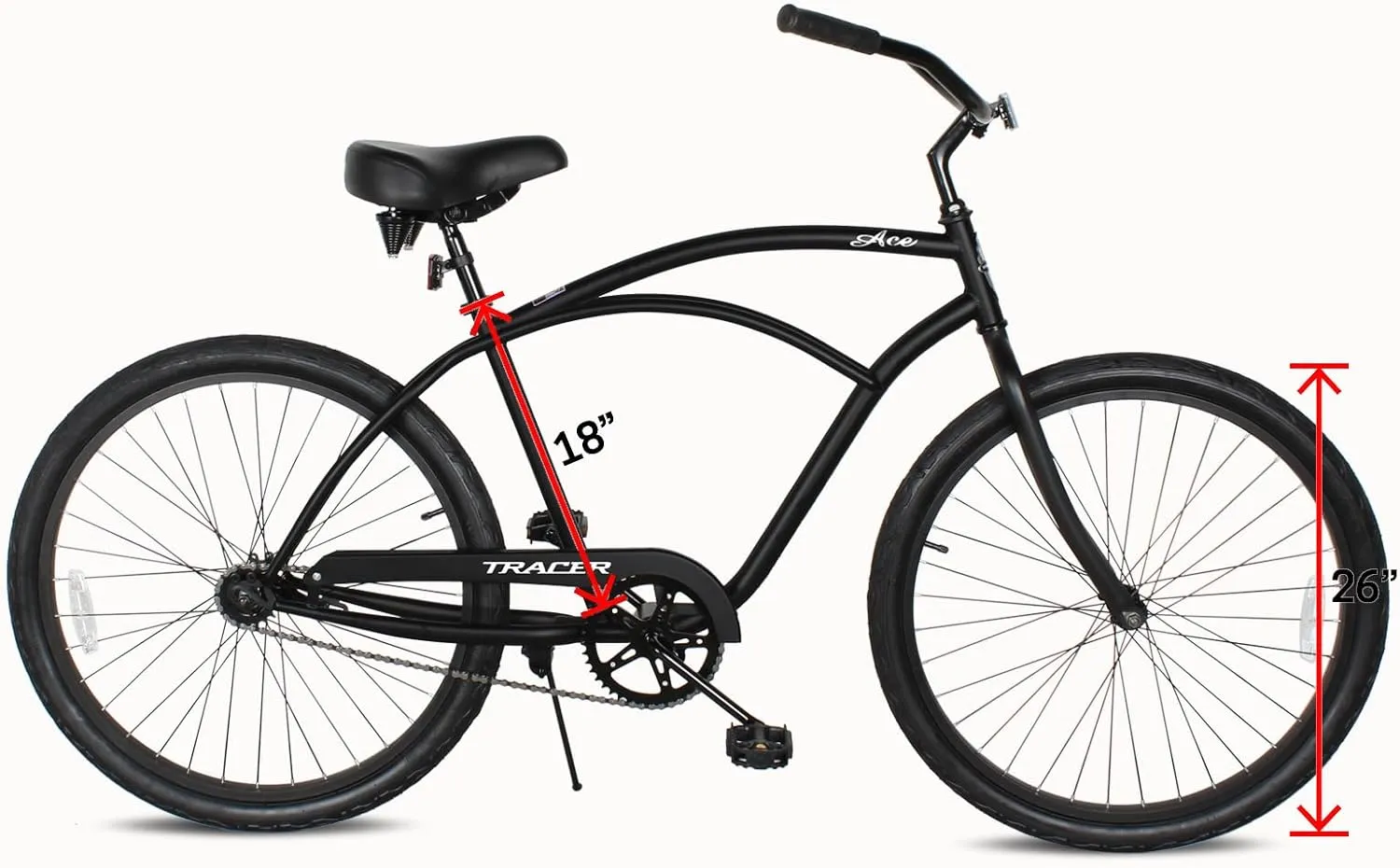 Tracer ACE 26in Single Speed Beach Cruiser Bike with Coaster Brake for Mens and Womens -Multiple Colors