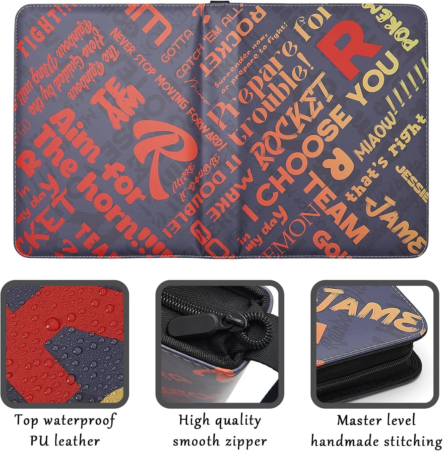 Trading Card Binder 9-Pocket with Handle, Red and Black, Join My Team Design 900 Pockets (Orange, 900)