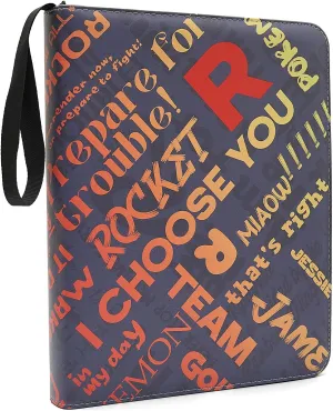 Trading Card Binder 9-Pocket with Handle, Red and Black, Join My Team Design 900 Pockets (Orange, 900)
