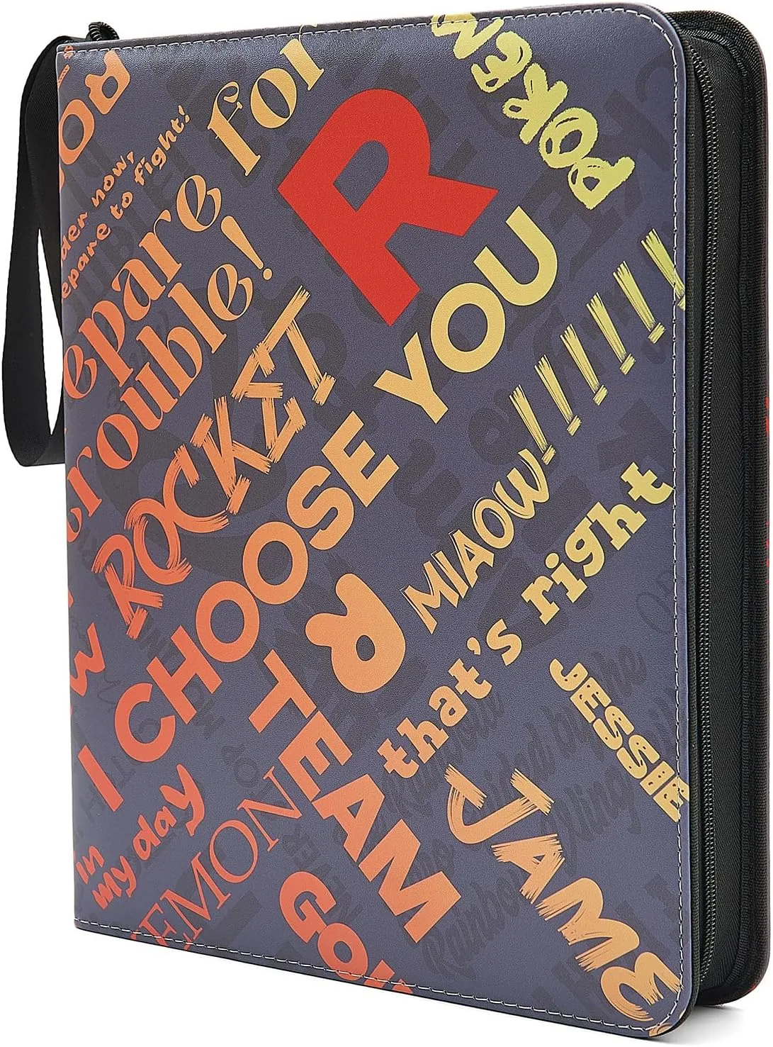 Trading Card Binder 9-Pocket with Handle, Red and Black, Join My Team Design 900 Pockets (Orange, 900)