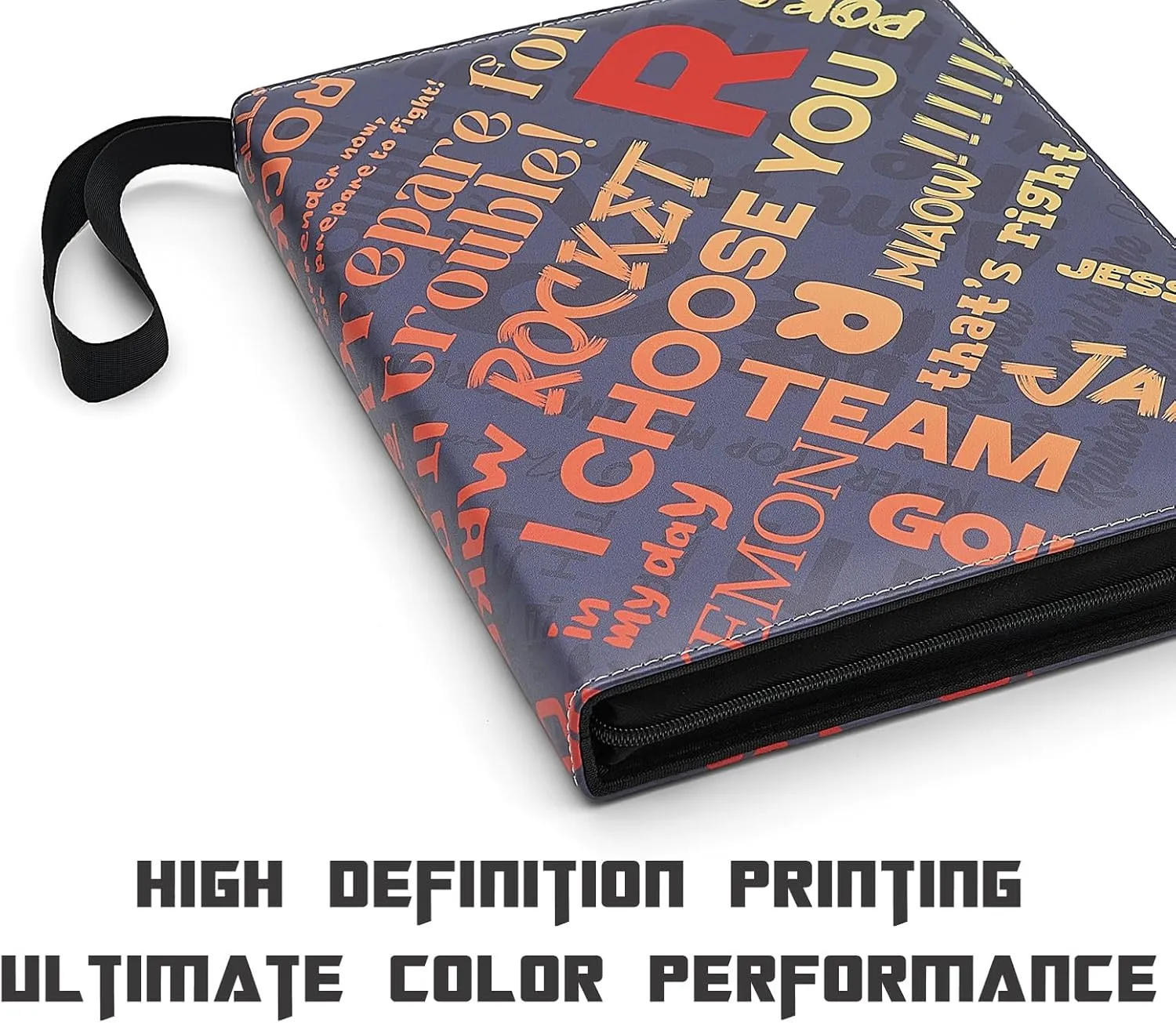 Trading Card Binder 9-Pocket with Handle, Red and Black, Join My Team Design 900 Pockets (Orange, 900)