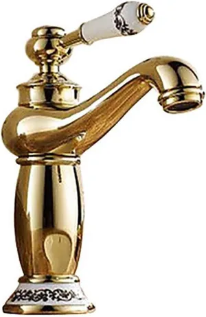 Traditional Ceramic Valve Gold Single Hole Single Handle One Hole, Bathroom Hotel Bathroom Sink Faucet Rustproof Faucet Water Filters