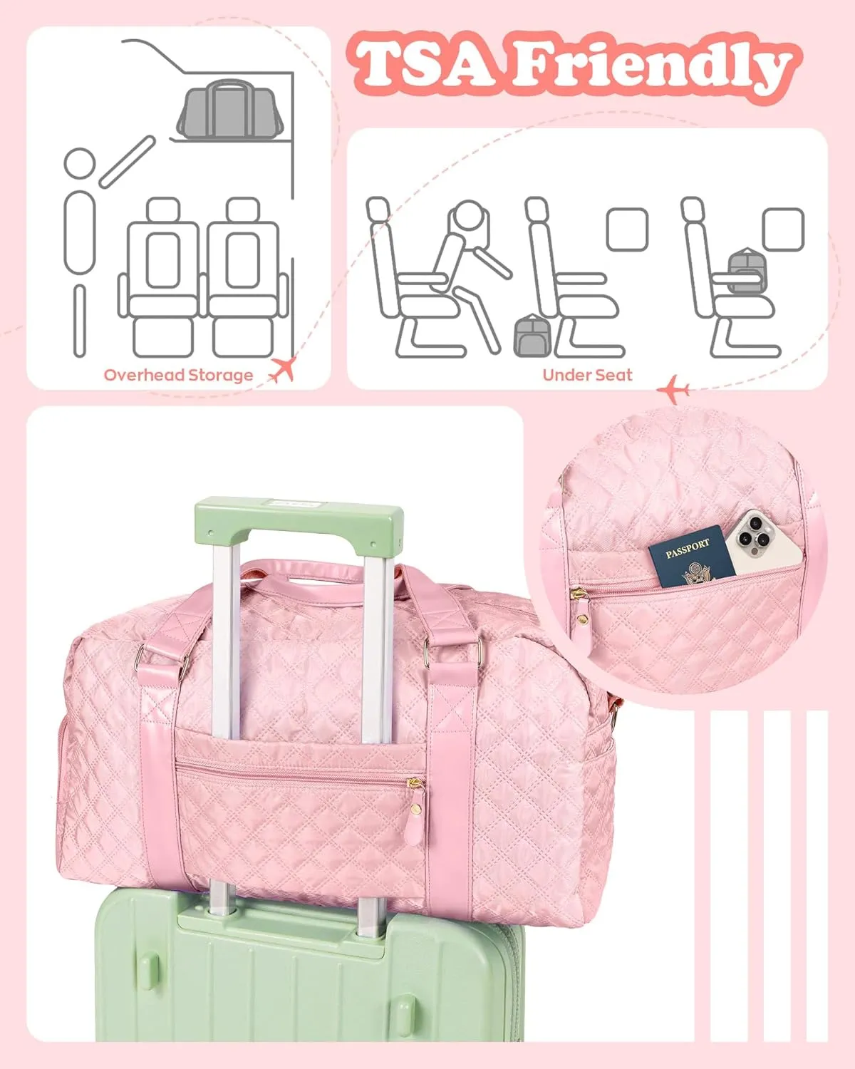 Travel Bags, Gifts for Friends Female Women, Initial Travel Duffel Bag, Gym Bag, Personalized Weekender Bag, Friend Wedding Girlfriend Birthday Gifts for Teen Girls, Graduation Gifts