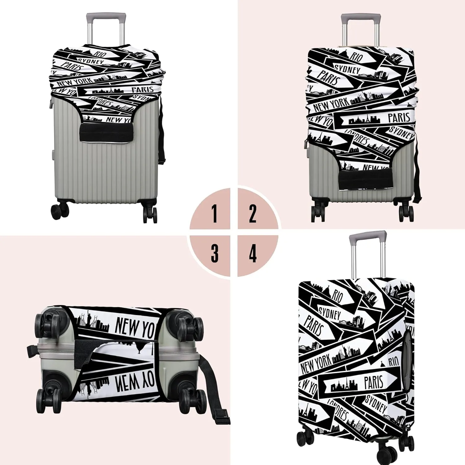Travel Luggage Cover Suitcase Protector Fits 18-32 Inch Wheel Covers PatternedTravel Related Items Flower Luggage Protector Elastic M
