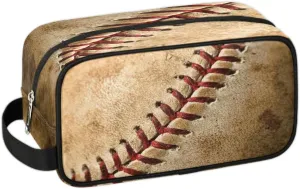 Travel Toiletry Bag for Boys Kids, Retro Baseball Waterproof Hanging Dopp Kit for Men, Shaving Bag with Large Capacity for Travel, Sports, Shower