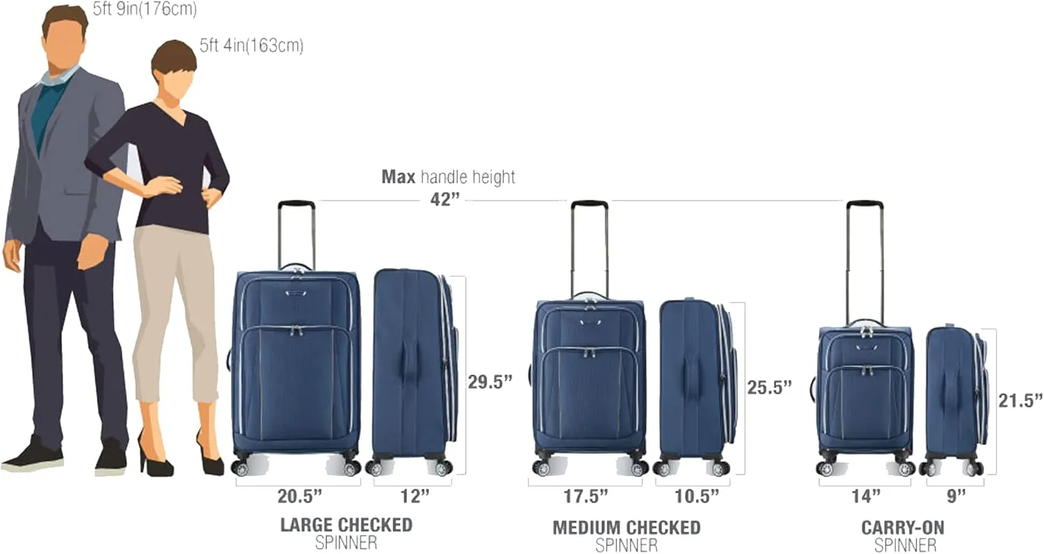 Traveler's Choice Lares Softside Expandable Luggage with Spinner Wheels, Purple, Checked 30-Inch