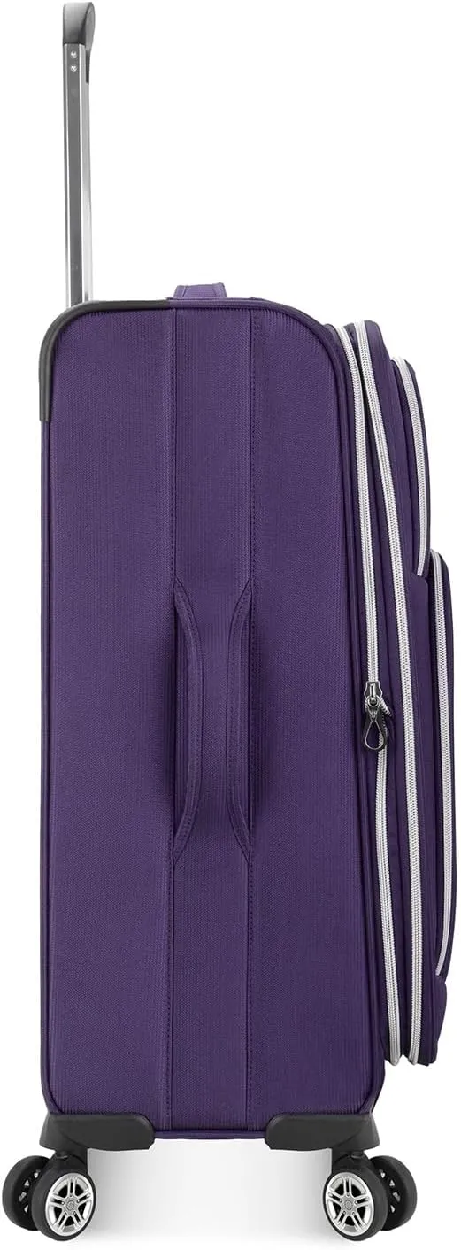 Traveler's Choice Lares Softside Expandable Luggage with Spinner Wheels, Purple, Checked 30-Inch