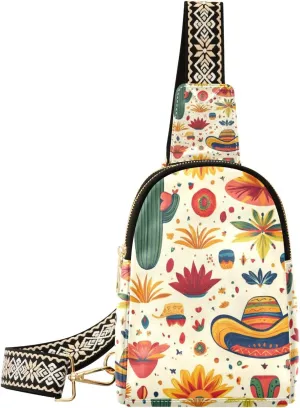 trendy Bohemian Cactus Beige small crossbody bag sturdy travel cross body bag for travel
