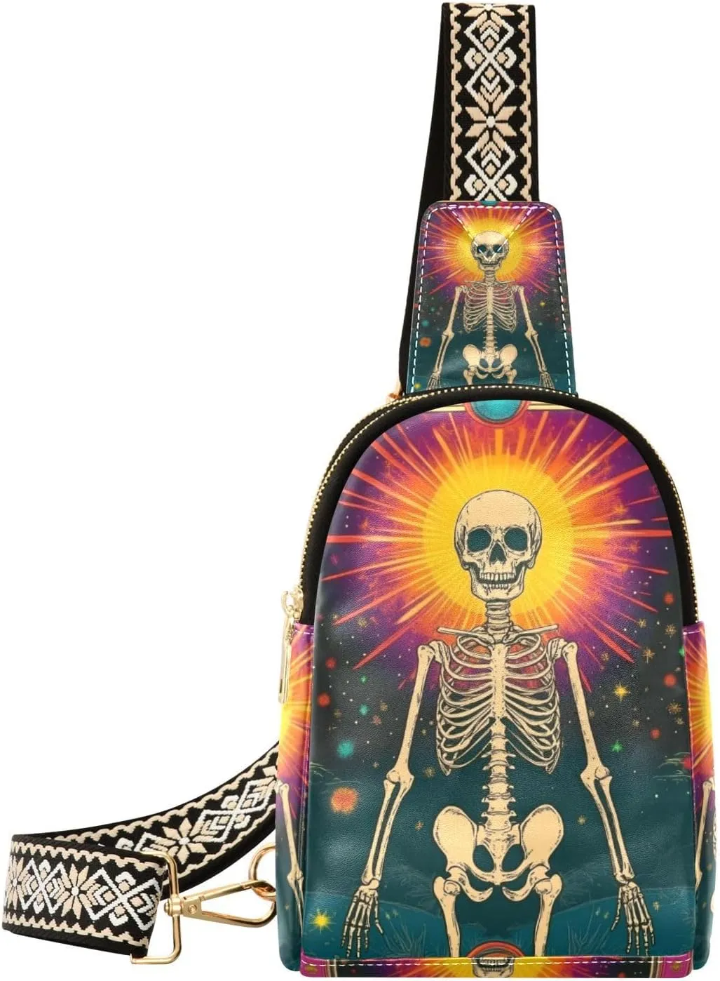 trendy Mexican Skeleton Neon Mystery Tarot Cards body fanny packs sturdy large fanny pack crossbody for travel