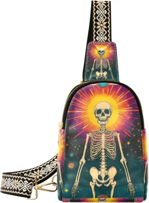 trendy Mexican Skeleton Neon Mystery Tarot Cards body fanny packs sturdy large fanny pack crossbody for travel