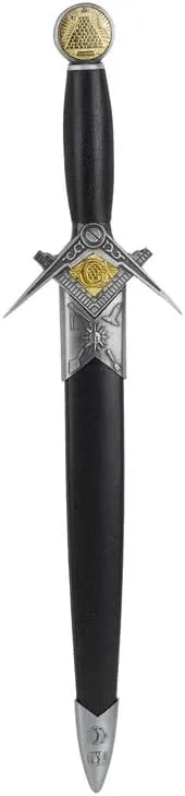 Trendy Zone 21 Masonic Stainless Steel Blade Dagger with Square Compass Freemason Masonic Symbol Embossed Knife Sword Gift for Men