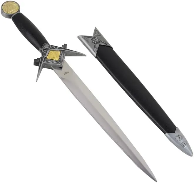 Trendy Zone 21 Masonic Stainless Steel Blade Dagger with Square Compass Freemason Masonic Symbol Embossed Knife Sword Gift for Men
