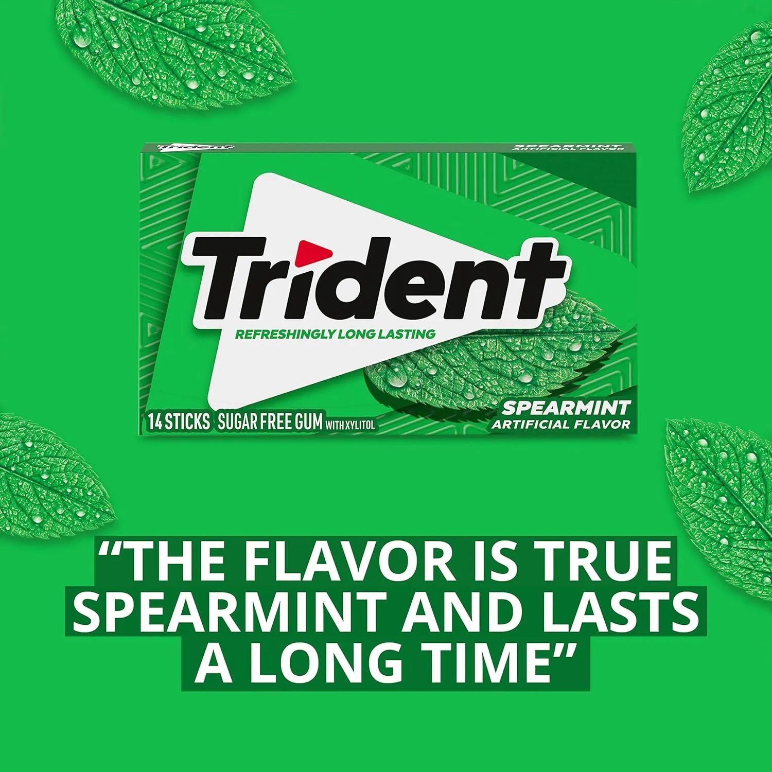 Trident Spearmint Sugar Free Gum, 24 Packs of 14 Pieces (336 Total Pieces)