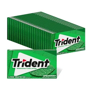 Trident Spearmint Sugar Free Gum, 24 Packs of 14 Pieces (336 Total Pieces)