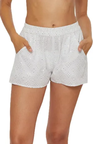 Trina Turk Women's Serene Fringe Shorts, Casual, High Waisted with Pockets, Beach Cover Ups