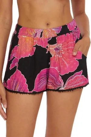 Trina Turk Women's Serene Fringe Shorts, Casual, High Waisted with Pockets, Beach Cover Ups