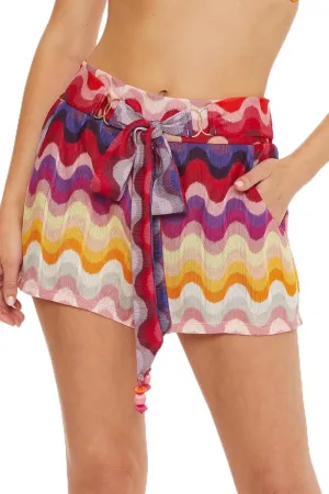Trina Turk Women's Serene Fringe Shorts, Casual, High Waisted with Pockets, Beach Cover Ups