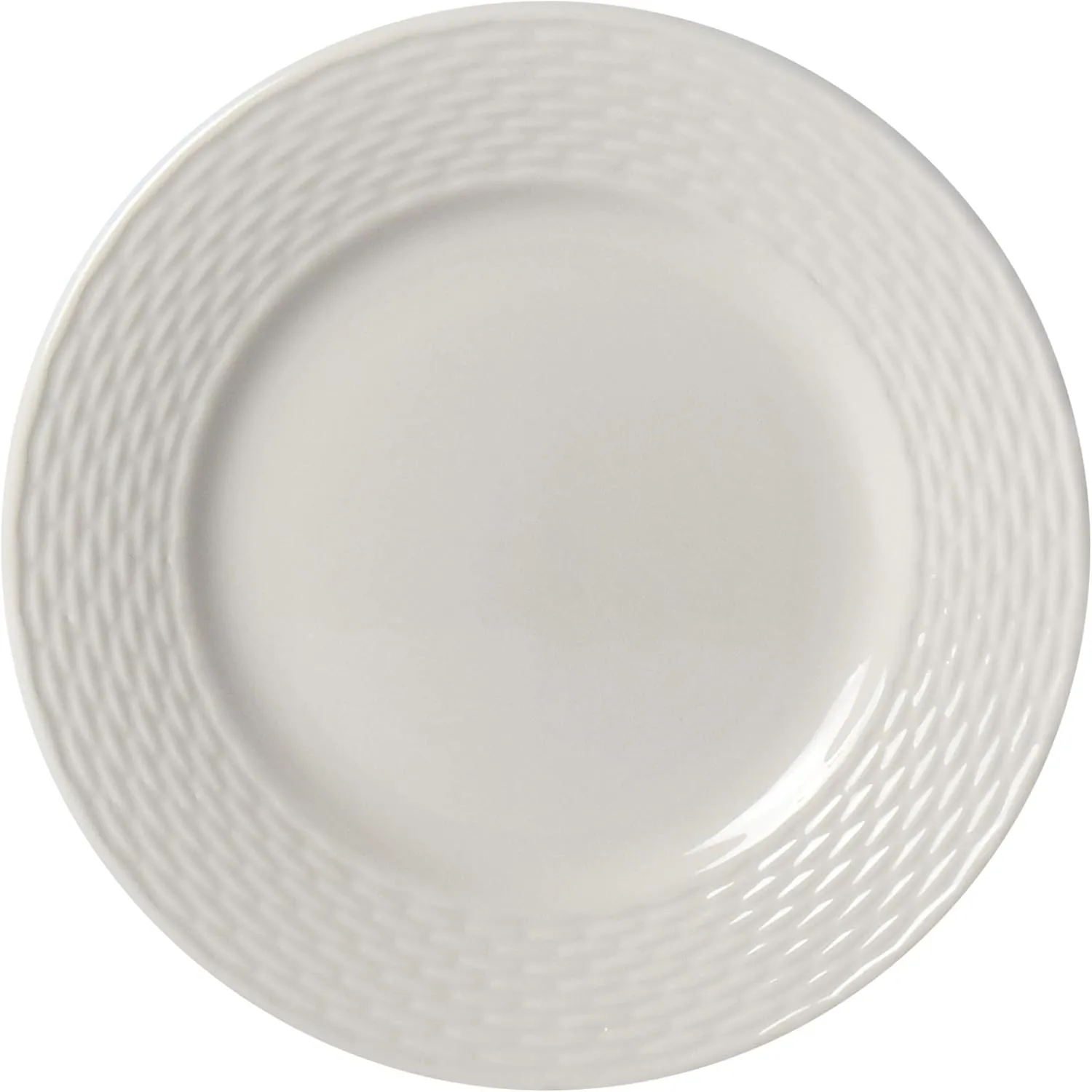 TTU Tabletops Gallery Embossed Bone White Porcelain Round Dinnerware Collection- Chip Resistant Scratch Resistant, Dubai 12 Piece Dinnerware Set (Dinner Plate, Salad Plate, Cereal Bowl)