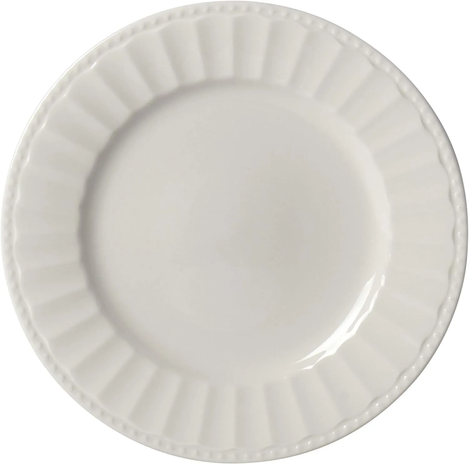TTU Tabletops Gallery Embossed Bone White Porcelain Round Dinnerware Collection- Chip Resistant Scratch Resistant, Mosaico 16 Piece Dinnerware Set (Dinner Plate, Salad Plate, Cereal Bowl, Mug)