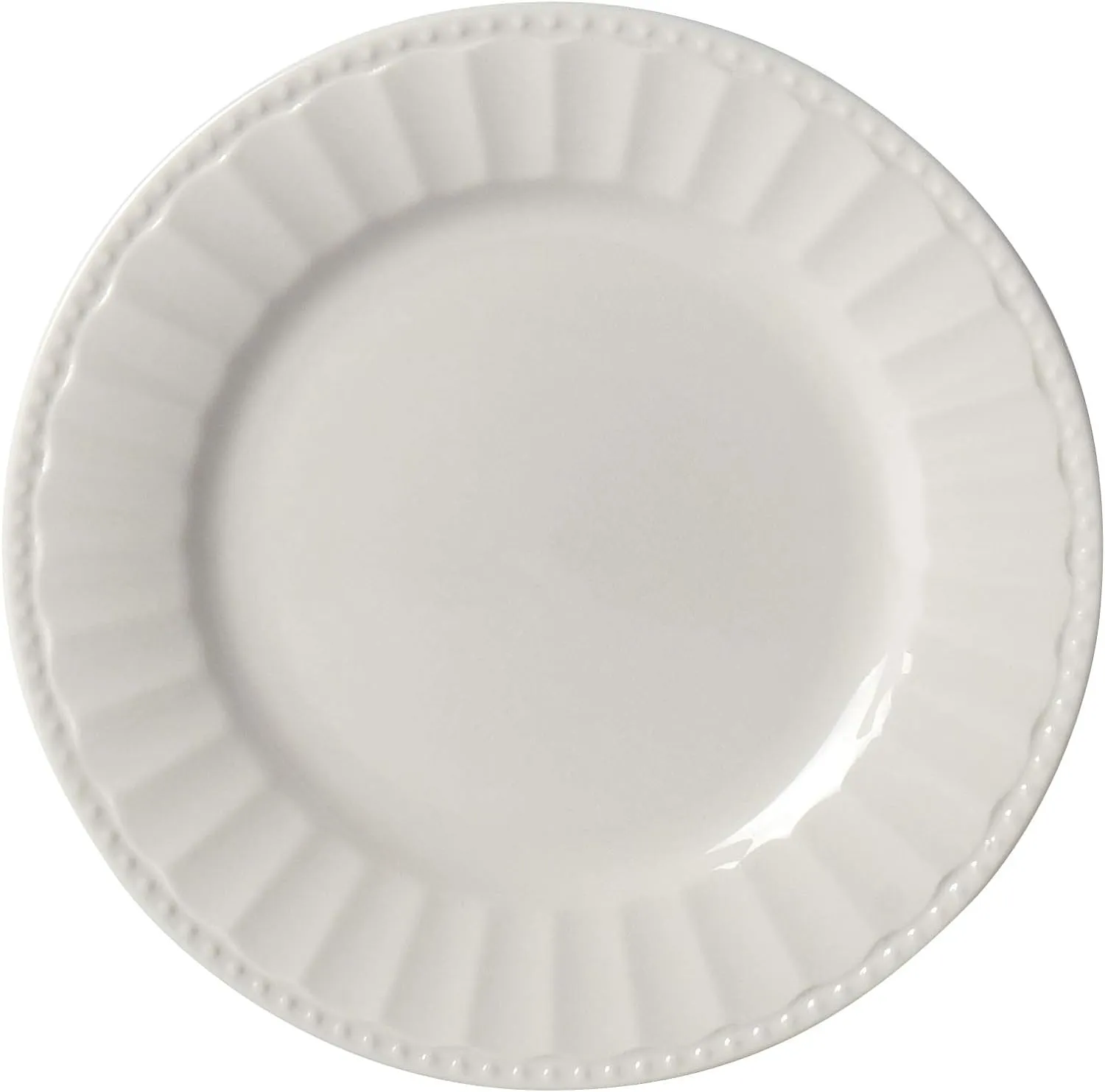 TTU Tabletops Gallery Embossed Bone White Porcelain Round Dinnerware Collection- Chip Resistant Scratch Resistant, Mosaico 16 Piece Dinnerware Set (Dinner Plate, Salad Plate, Cereal Bowl, Mug)