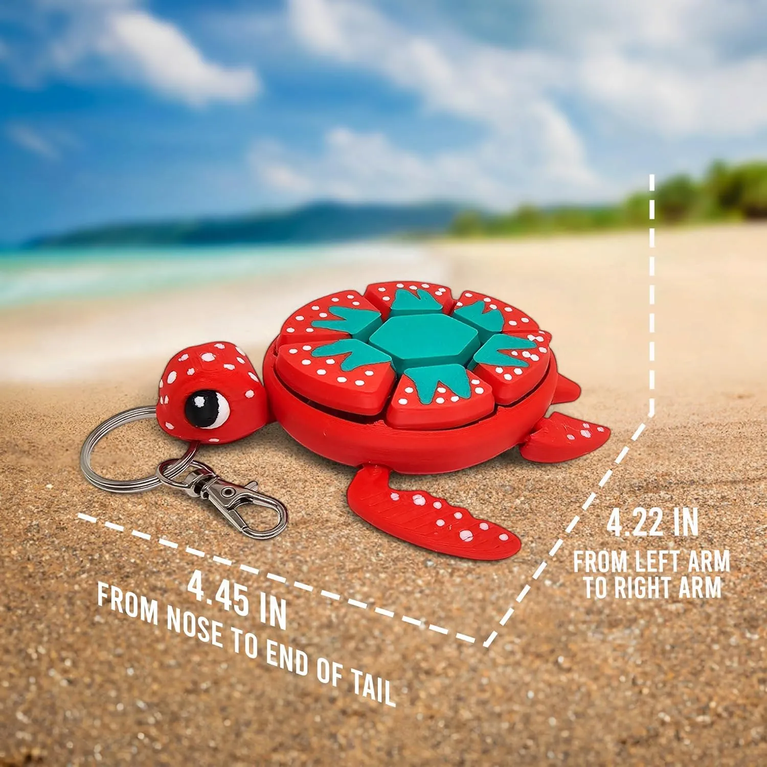 Turtle Fidget Clicker, Mechanical Clicker Shell, Sensory & Anxiety Stress Relief, Fruit & Multicolor Designs, (Strawberry)