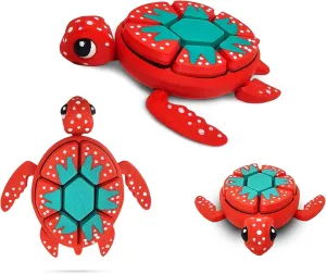 Turtle Fidget Clicker, Mechanical Clicker Shell, Sensory & Anxiety Stress Relief, Fruit & Multicolor Designs, (Strawberry)