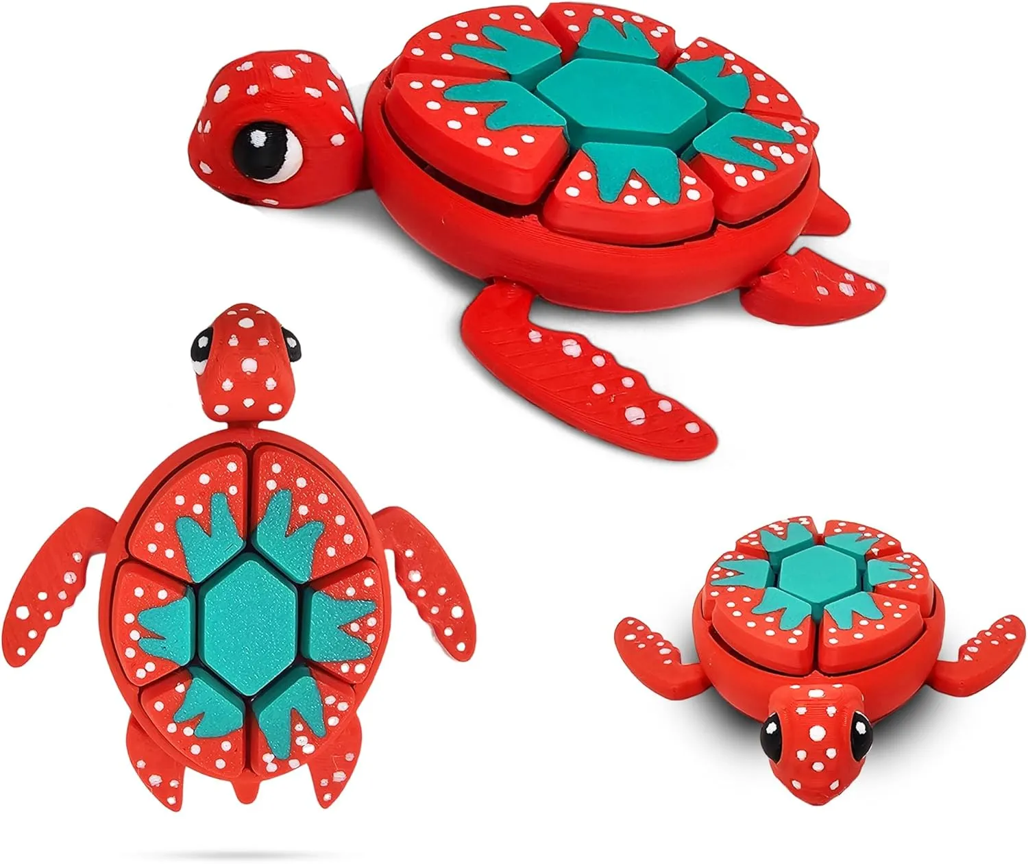 Turtle Fidget Clicker, Mechanical Clicker Shell, Sensory & Anxiety Stress Relief, Fruit & Multicolor Designs, (Strawberry)