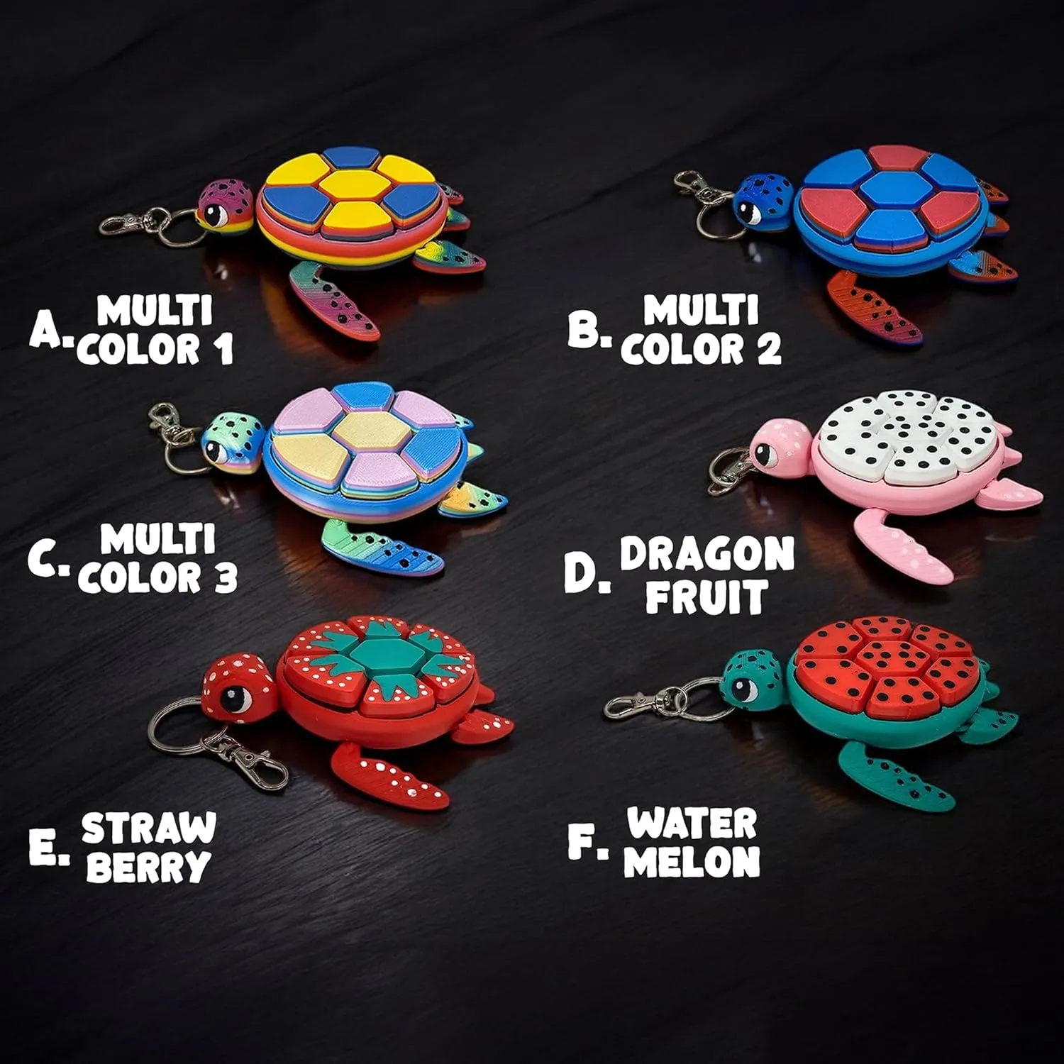 Turtle Fidget Clicker, Mechanical Clicker Shell, Sensory & Anxiety Stress Relief, Fruit & Multicolor Designs, (Strawberry)